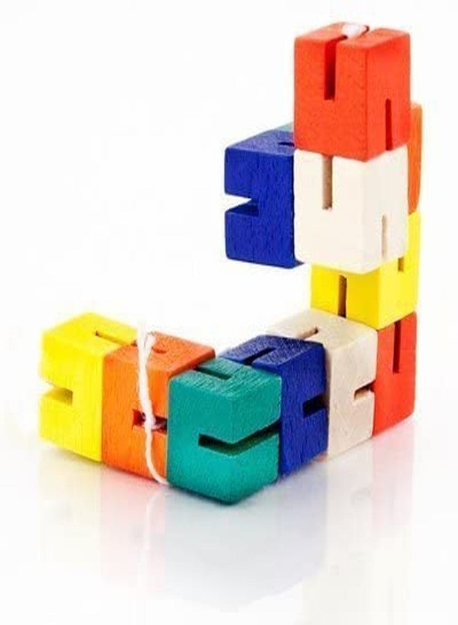 STAR MAGIC Wooden Twist Cubes Puzzle Fidget Multi Colored Flexi Puzzle Stretch, Twist, and Lock Bending Brain Teaser Fidget Sensory Toys for Kids, Stocking Stuffer and Party Favors Finger Fidget (6 Fidgets) - Image 5